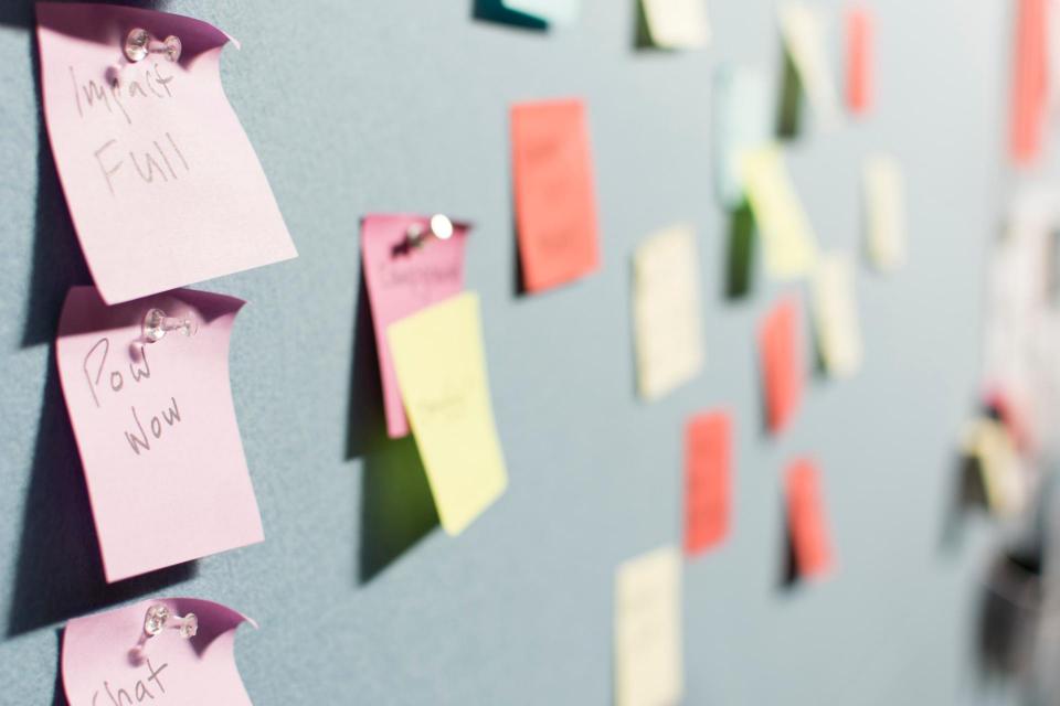 Bulletin Board with various sticky notes